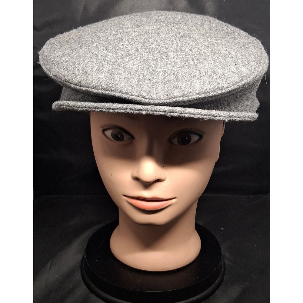 Country Gentleman Mens Grey Wool Blend Flat Cap Newsboy Hat Size 7 1/2 L